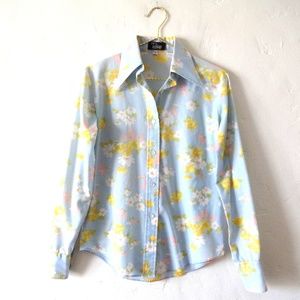 Emilio Pucci Blue and Yellow Floral Button Down Shirt